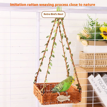 Hanging Rattan Bird Nest Bird Swing Chew Resistant Hammock Style Nest House Parrot Egg Laying And Breeding Nest For Parrots Cockatiels Budgerigars_voghion.com