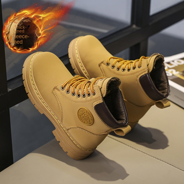 Fleece Martin Boots Cotton Shoes Small Yellow Boots Cargo Boots Boys And Girls Shoes Big Children's Fashion_voghion.com