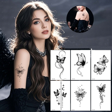 Dark Gothic Butterfly Temporary Tattoo Stickers - Sexy Half Sleeve & Full Arm Tattoos Realistic Body Art For Women & Men_voghion.com