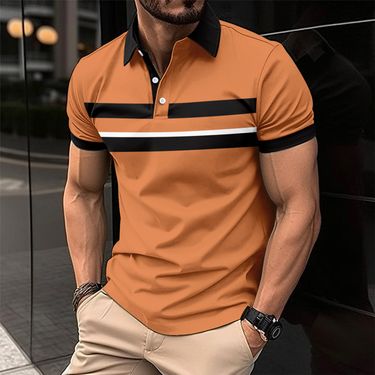 New Cross-border Men's Casual Mesh POLO Shirt Lapel Button Digital Printing Versatile Top_voghion.com