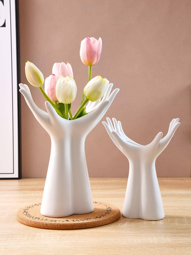 "Modern Ceramic Vase With Geometric Pattern, Handcrafted Home Decor For Flowers, Minimalist Nordic Style Decorative Vase For Living Room, Bedroom_voghion.com