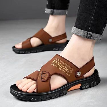 Summer Leather Soft Sole Non-Slip Beach Shoes Dual-Use Breathable 2025 New Outdoor Casual Sandals_voghion.com