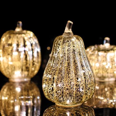 Halloween Glass Pumpkin Lanterns LED Glass Pumpkin LED Atmosphere Night_voghion.com