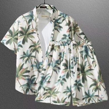 CT Short Sleeve Floral Shirt Hainan Island Beachwear Sanya Thai Travel Men's Couple Summer Thin Set_voghion.com