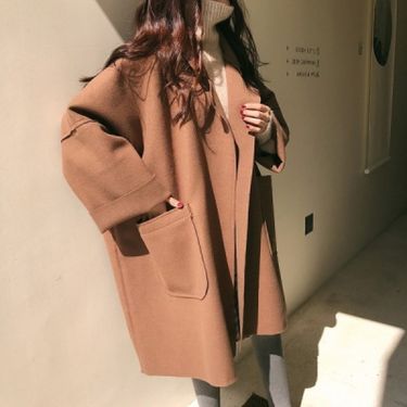 Women's Clothing Autumn and winter temperament commuting woolen front and back plaid thickened Korean style suit collar British style jacket_voghion.com