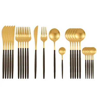Black Gold 24-Pack Cutlery - Western Style Sierware_ecoleips.com