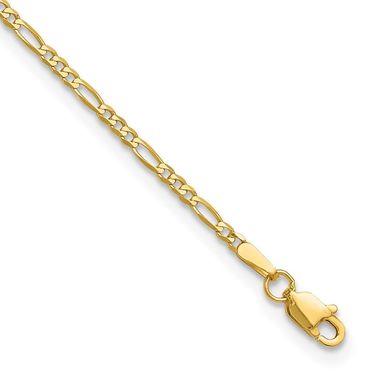 14K 10 Inch 1.8mm Flat Figaro With Lobster Clasp Anklet_voghion.com