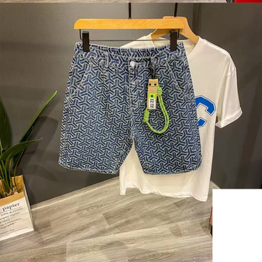 Men's Clothing Summer jacquard casual denim shorts for men_mkmklike.com