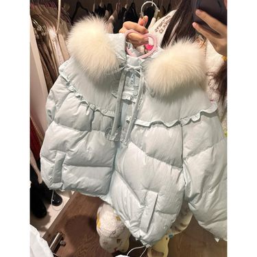 2025 Girls Down Cotton Jacket Winter New Thickened Fur Collar Korean Style Medium And Large Children's Warm Children's Fur Collar Cotton Jacket Trendy_voghion.com