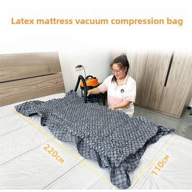 Oxford Fabric Mattress Vacuum Storage Bag With Hand Pump - Heavy Duty Compression Bag For Moving & Home Storage (Blue/Gray)_voghion.com