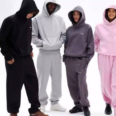 Men's & Women's Fleece Hoodie & Jogger Set - Embroidered Lettering, Cozy Cotton Blend, Casual Two-Piece Outfit For Fall & Winter_voghion.com