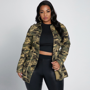 Rivet stickers multiple pockets drawstring cool camouflage work attire casual baseball Plus size jacket outwear_voghion.com