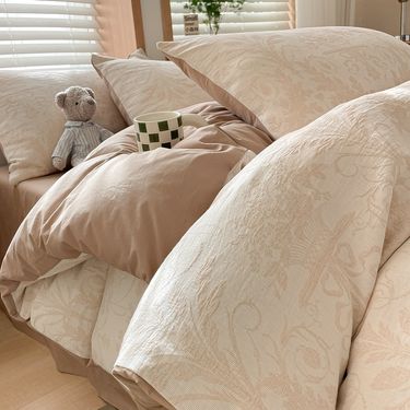 Home Textile Three Layer Yarn Jacquard Washed Cotton Bedding Four Piece Set Pure Cotton 100 Quilt Cover Bed Sheet Bed Sheet_voghion.com