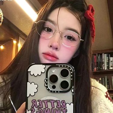 2024 Internet celebrity metal small oval anti blue light flat mirror for women's fashion plain face glasses frame_voghion.com