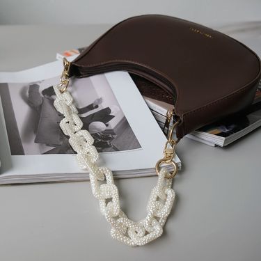 Pure White Acrylic Pearl Underarm Women's Bag Fashion DIY Chain_voghion.com