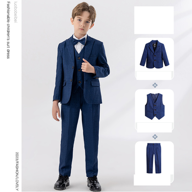 Mother & Kids Children's suit dress autumn and winter new British style handsome solid color small suit suit boy piano host performance costume_voghion.com