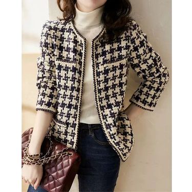 Women's Clothing Wool tweed jacket spring and autumn short style fashionable_viptrois.com