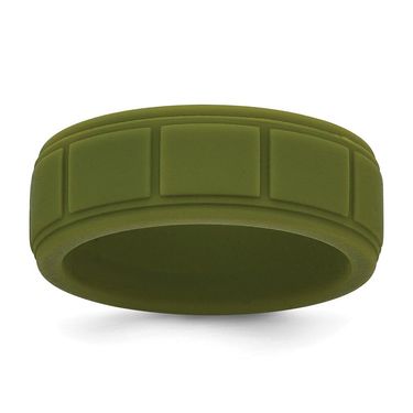 Silicone Olive Green 8mm Grid Pattern Band_voghion.com