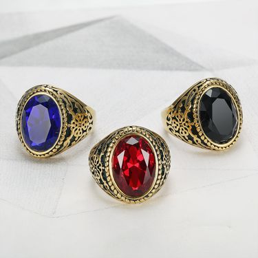 Creative Quality Ins Style Fashion Real Gold Men's Ring Stainless Steel Jewelry_voghion.com