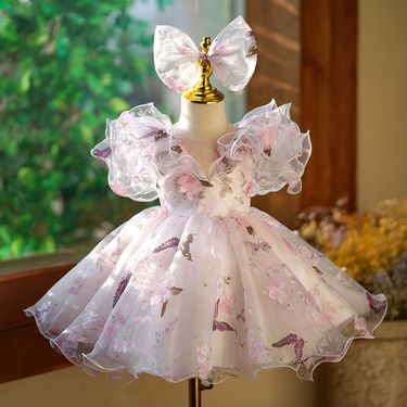 Girl's Lavender Princess Dress - Floral Fairy Gown For Weddings & Special Performances Fashionable Hot-selling_voghion.com