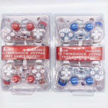 Domestic PS2 Appearance Transparent Handle 208UCOM Game Vibration Dual USB PC Computer Motion Sensing_voghion.com