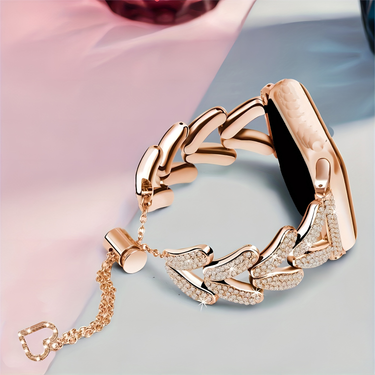 Compatible Watch Band 38mm 40mm 41mm 42mm 44mm 45mm 49mm Women's, Rose Gold Glitter Metal Strap, Ultra-Thin Adjustable Jewelry Strap For IWatch Series_voghion.com