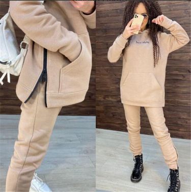 Women's new fashion long sleeve sports and leisure hooded suit two-piece._voghion.com
