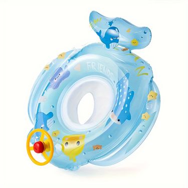Swimming Ring With And Seat Steering Wheel, Blue Whale Pattern Swimming Float_viptrois.com