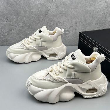 Men's Dad Shoes, Anti-slip And Wear-resistant Thick-soled Sports Shoes, Casual And Versatile White Sneakers, Trendy And Simple Shoes_voghion.com