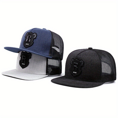 Men's and women's flat brimmed street embroidered letters R, hip-hop hats, sun hats_voghion.com