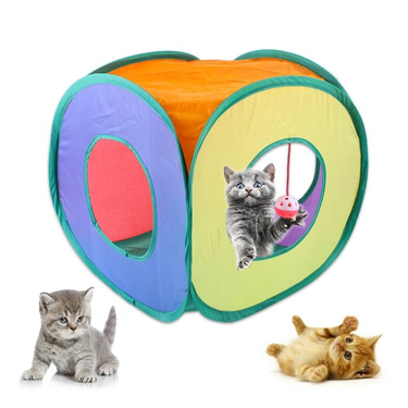 Square Cat Tunnel Can Storage Folding Cat Channel_voghion.com