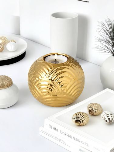 1PC Round Ceramic Advanced Art Candlestick Suitable For Living Room, Desktop And Office Decoration Candlestick Beautiful Ornament_voghion.com