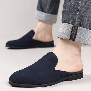 SHLIANG Half Shoes For Men Dress Shoes Outdoor Mules Leather Loafers Slippers Plus Size 38-46 Backless Mens Flats Casual Shoes Moccasins Y0622_voghion.com