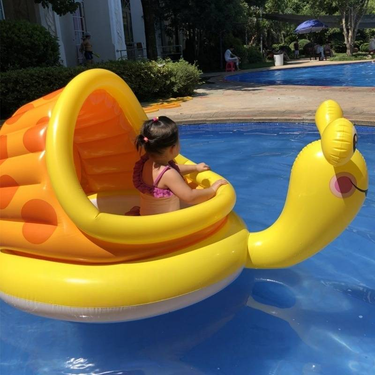 Iatable Baby With Canopy Kids Swimming Pool Float For Infants (Sun Shade Safety Harness Leak-Proof Design Includes 3_voghion.com