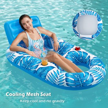 Inflatable Floating Chair Upright Lounge Swimming Pool Lounge Chair Portable Multifunctional Swimming Circle Water Inflatable Floating Row_viptrois.com