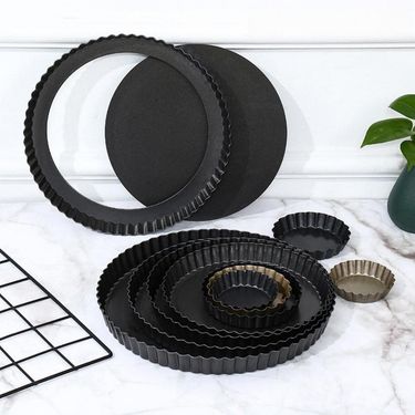 Non-stick Round Tart Pan With Detachable Bottom And Scalloped Edge, Perfect For Baking Fruit Tart, Pizza And Cake_voghion.com
