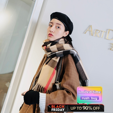 British style high-level sense of leisure men and women classic plaid thick paragraph warm autumn and winter 2023 imitation cashmere neck scarf scarf_voghion.com