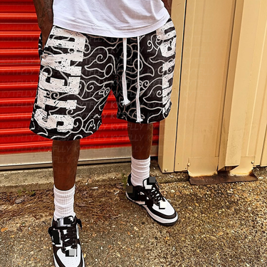 Men's Clothing Casual Shorts With Letters Patch Drawstring Elastic Waist Fashionable Street Style Shorts_voghion.com