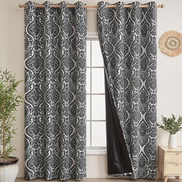 Nordic Blackout Curtains With Floral Print – Poly-Cotton Light Blocking Drapes For Living Room & Bedroom (130x160/214/241cm, Ready-to-Hang)_voghion.com