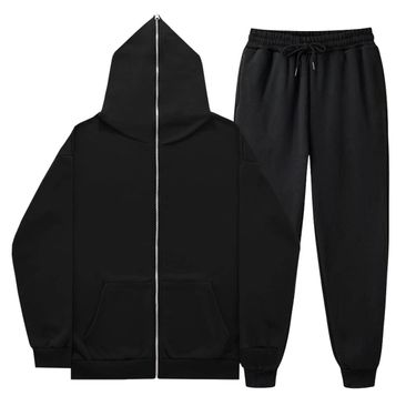 Men's Full-Zip Hoodie & Jogger Set - 220GSM Fleece-Lined Winter Tracksuit With Hood For Casual & Sports_voghion.com