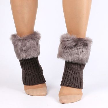 Apparel Accessories New fur socks, flip up short boots, knitted fur leg covers,short wool shoe covers, Christmas fur foot covers_voghion.com