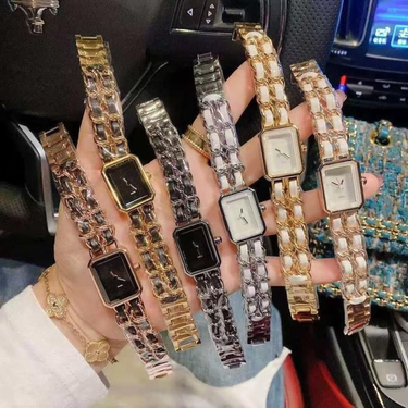 Douyin Live Xiaoxiang Second-hand Braided Strap Bracelet Two-needle Square Quartz Women's Watch_voghion.com