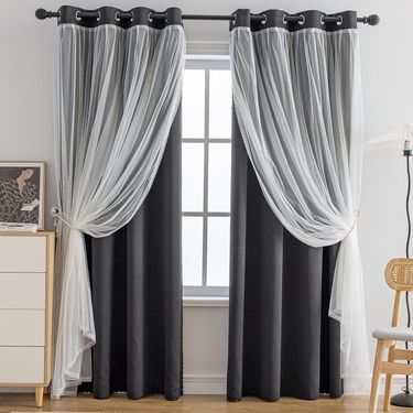 Blackout Curtains Lace Double Layer Curtains_voghion.com