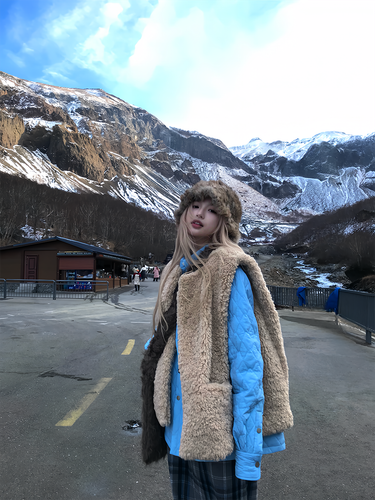 Lightweight Cotton Sleeveless Jacket For Women Autumn Winter Furry Warm Outerwear Vest_voghion.com