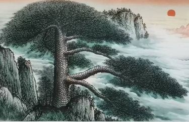 Hand-Painted Welcoming Pine Tree In Traditional Chinese Style New Chinese-Style Office & Living Room Wall Art_voghion.com