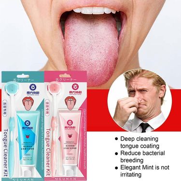Tongue Cleaner Tounge Crapper Cleaning Gel With Healthy Oral Hygiene Brush Bad Breath For Adults_voghion.com