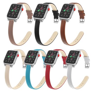 For Apple Leather Strap Apple watch9 Genuine Leather Thin Strap Universal iwatch12345678 SE_mkmklike.com