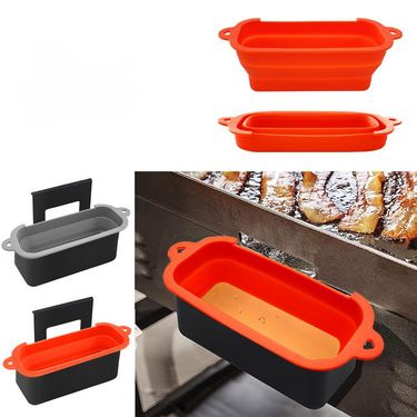 Silicone Catcher Black Stone BBQ Grill Draining Box Grease Collection Foldable Oil Cup_voghion.com