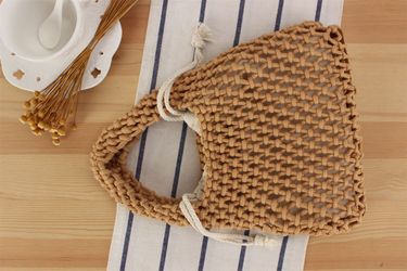 Macaron Cotton Rope Handmade Hollowed Out Handbag Korean Instagram Bag Fashionable and Simple Beach Woven Bag_viptrois.com