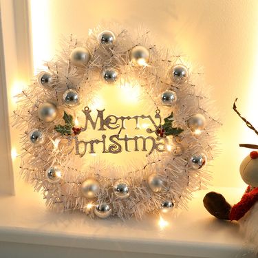 2024 New Style Christmas Wreath - Popular White Korean Version, 30cm Vine Flower Circle, Door Hanging Christmas Decoration_voghion.com